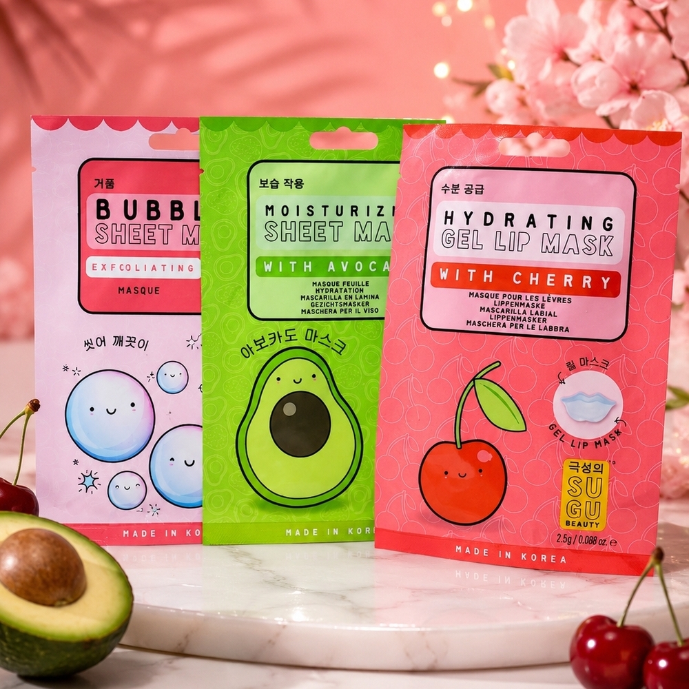 Sugu Beauty Skincare Women Men Face Lip Mask 3 piece Set Skincare Mask